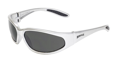 Hercules 1 Silver Smoke Lens Motorcycle Safety Sunglasses 
